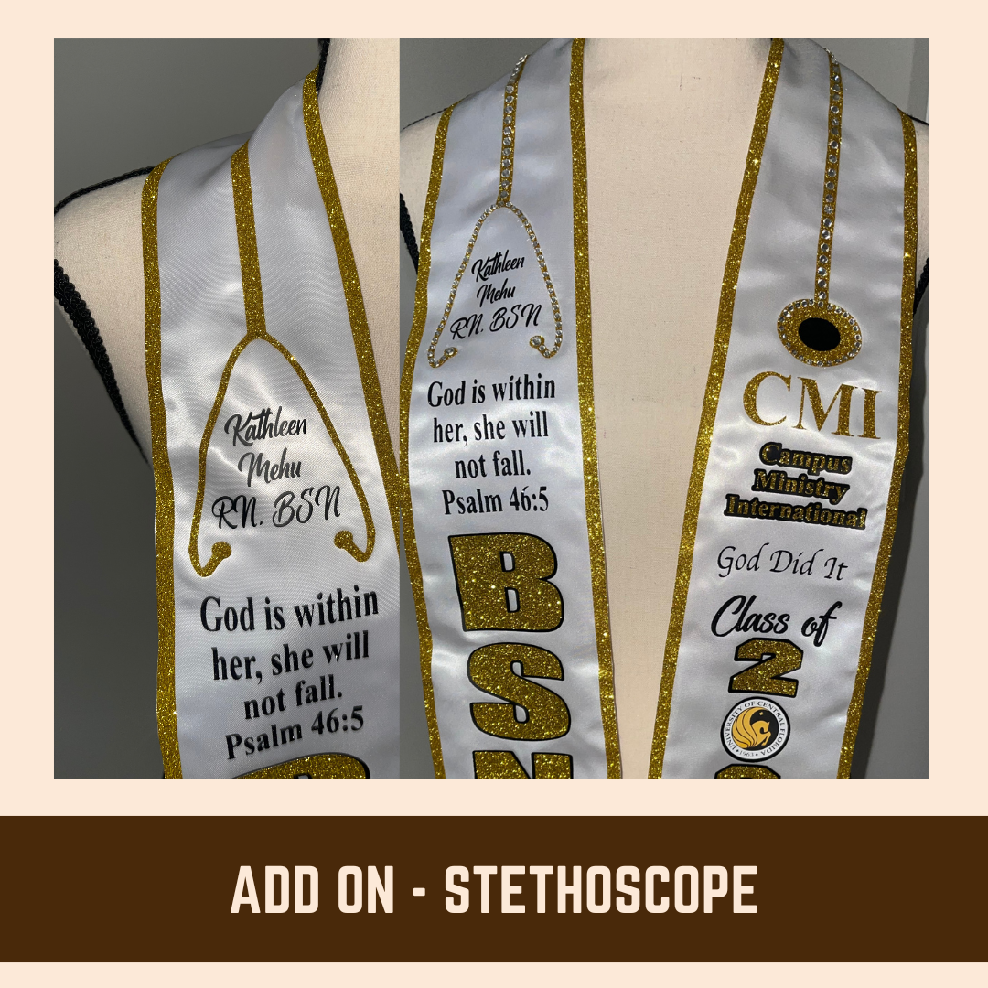 CLICK ITEM & FILL OUT FORM BEFORE ADDING TO CART • Graduation Stole FULL Glitter