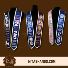 Load image into Gallery viewer, Graduation Split Stole Satin 2 Color Bases/2 Color Trims