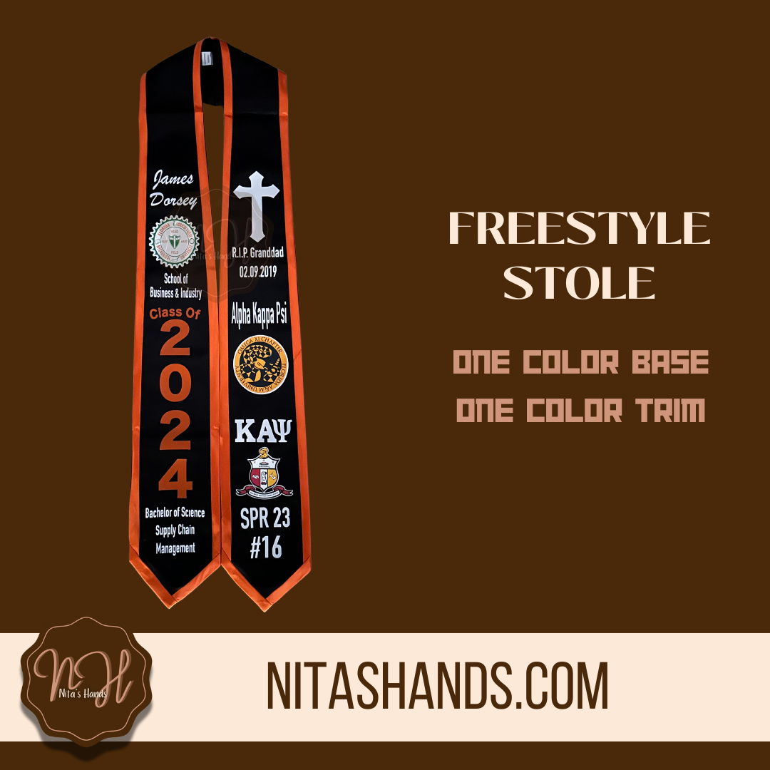 CLICK ITEM & FILL OUT FORM BEFORE ADDING TO CART • Graduation Stole Satin Inside/Trim