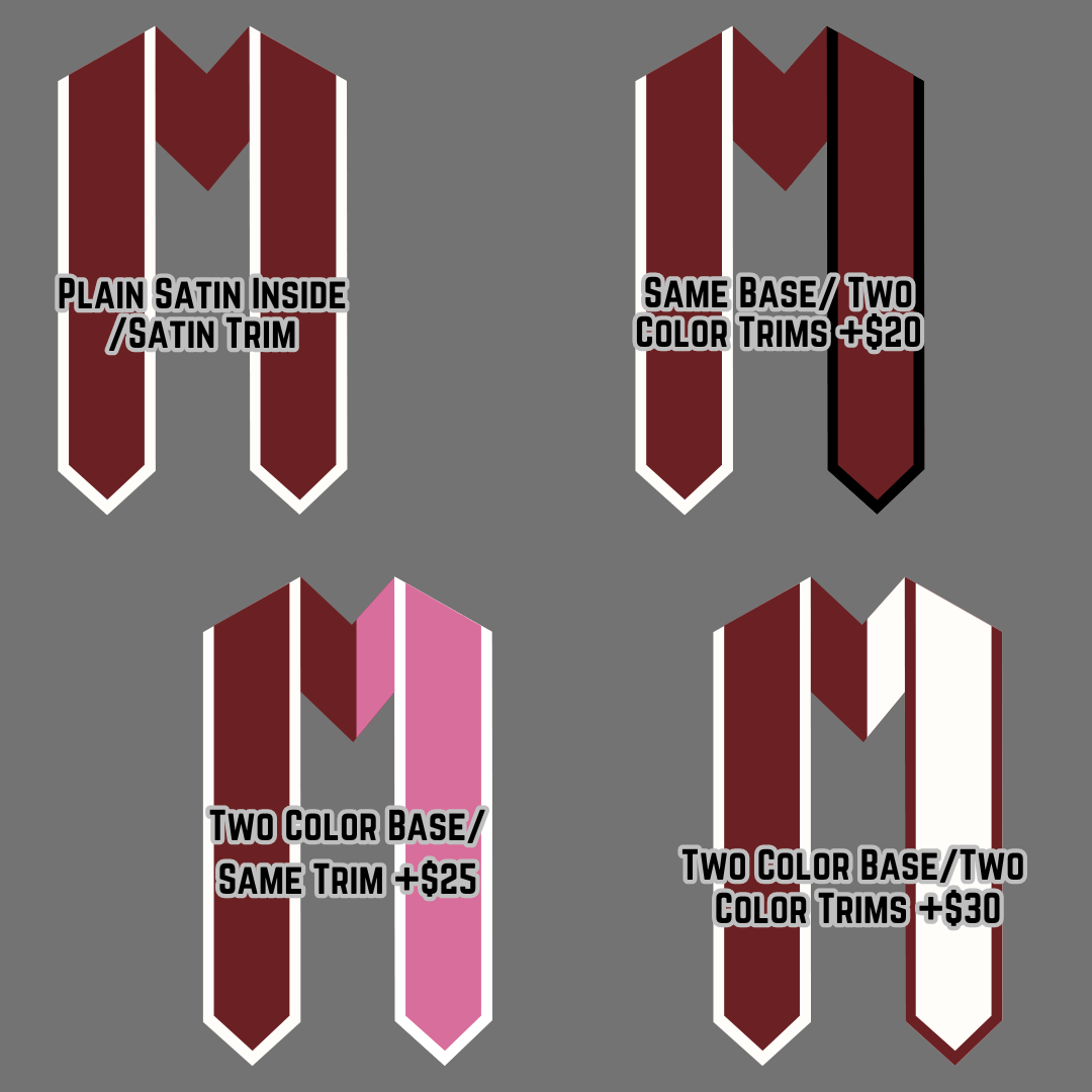 CLICK ITEM & FILL OUT FORM BEFORE ADDING TO CART • Graduation Stole FULL Glitter