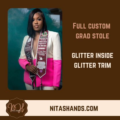 CLICK ITEM & FILL OUT FORM BEFORE ADDING TO CART • Unlimited Design Custom Graduation Stole $150