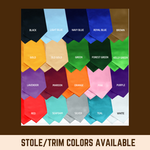 Load image into Gallery viewer, CLICK ITEM &amp; FILL OUT FORM BEFORE ADDING TO CART • Graduation Stole Satin 2 Color Bases/2 Color Trims - Nita's Hands
